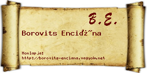Borovits Enciána névjegykártya